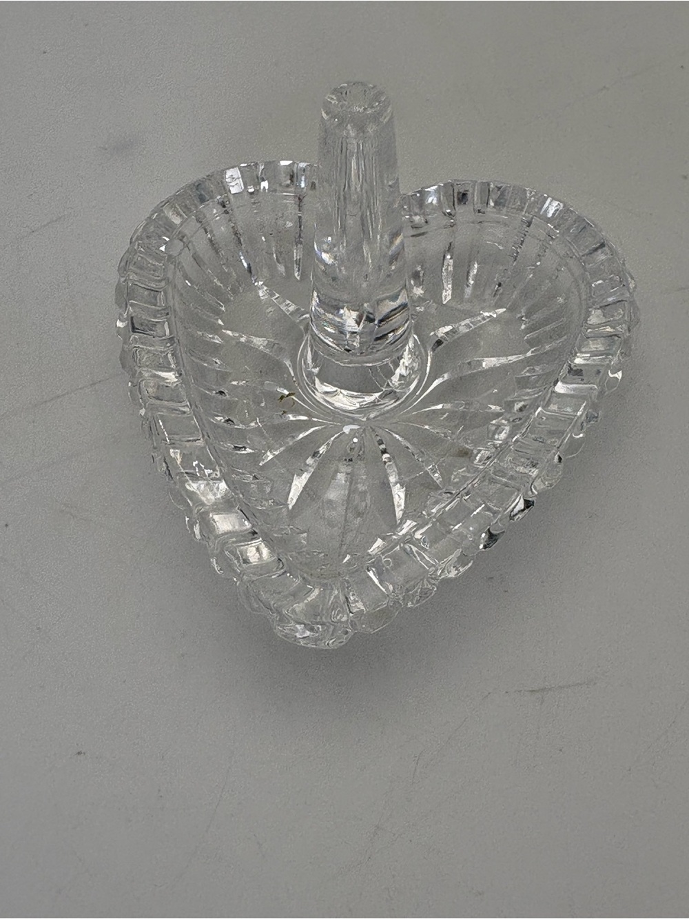 Small Vintage Clear Glass Heart Ring Holder